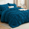 Bedsure Teal Pinch Pleat Comforter Set - 7-Pc Cal King Bedding